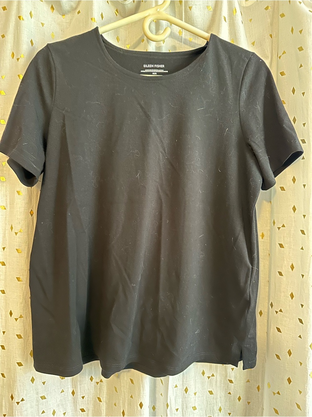 EILEEN FISHER Black Short-Sleeve Crewneck Tee